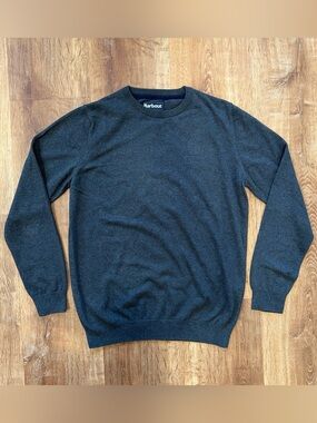 Barbour Crew Neck Sweater Mens M Charcoal Gray Jumper Classic Knit Pullover